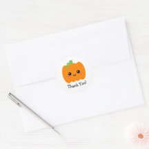 Glimlachende Pompoen Knuffel Bedankt Stickers