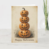 Glimlachende pompoenstapel luchtig Halloween plezi Kaart (Voorkant)