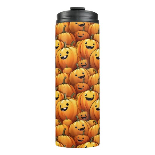 Glimlachende pompoentumbler thermosbeker (Voorkant)