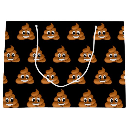 Glimlachende Poop Emoji geschenktas Groot Cadeauzakje (Voorkant)