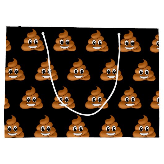 Glimlachende Poop Emoji geschenktas Groot Cadeauzakje (Achterkant)