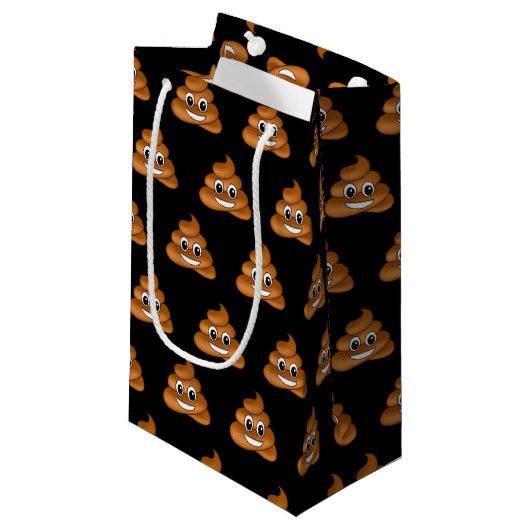 Glimlachende Poop Emoji geschenktas Klein Cadeauzakje (Voorkant Gekanteld)