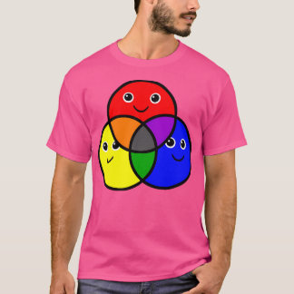 Glimlachende primaire secundaire kleuren t-shirt