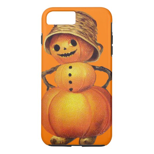 Glimlachende Pumpkin Snowman Sinaasappel Case-Mate iPhone Case (Achterkant)