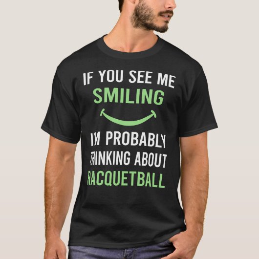 Glimlachende racquetball t-shirt (Voorkant)