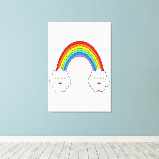 Glimlachende regenboog canvas afdruk (Insitu (Houten vloer))