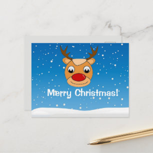 Glimlachende rendieren sneeuwval gepersonaliseerd  briefkaart