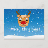 Glimlachende rendieren sneeuwval gepersonaliseerd  briefkaart (Voorkant)