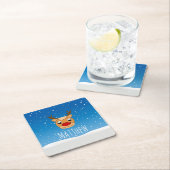 Glimlachende rendieren sneeuwval gepersonaliseerd  kartonnen onderzetters (Insitu)