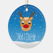 Glimlachende rendieren sneeuwval gepersonaliseerd  keramisch ornament (Links)