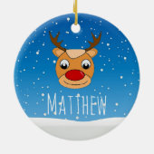 Glimlachende rendieren sneeuwval gepersonaliseerd  keramisch ornament (Achterkant)