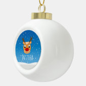 Glimlachende rendieren sneeuwval gepersonaliseerd keramische bal ornament (Rechts)