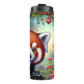 Glimlachende rode panda in een sprookjesachtige tu thermosbeker (Voorkant)