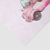 Glimlachende roze luiaard die een cabriolet rijden tissuepapier (Detail)