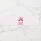 Glimlachende roze luiaard die een cabriolet rijden waterfles etiket (Enkel label)