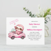 Glimlachende roze luiaard in een converteerbaar Ba Kaart (Staand voorkant)