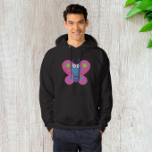 Glimlachende roze vlinder Mannen hoodie
