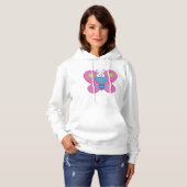 Glimlachende roze vlinder vrouwen hoodie (Voorkant volledig)