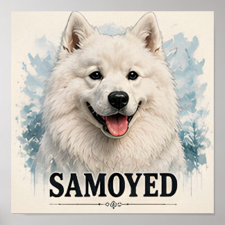 Glimlachende Samoyed Arctische Hond Liefhebber Cad Poster