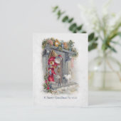 Glimlachende  Santa in Haard met Cadeaus Briefkaart (Staand voorkant)