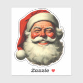 Glimlachende Santa Retro  Stijl Die-Cut Sticker (Vel)
