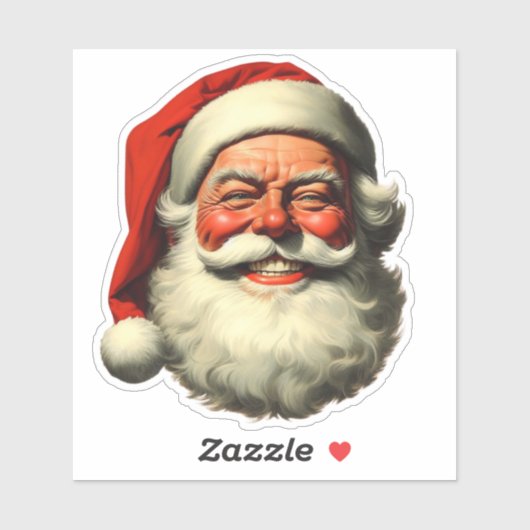 Glimlachende Santa Retro Stijl Die-Cut Sticker (Vel)