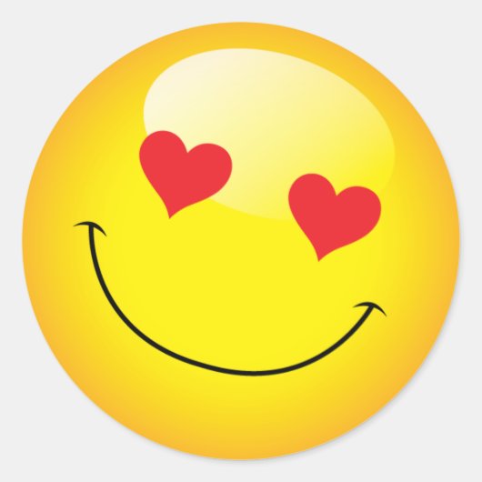 Glimlachende Schattigee Emoji Emoticon Love Heart  Ronde Sticker (Voorkant)