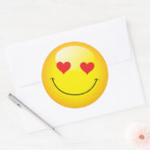 Glimlachende Schattigee Emoji Emoticon Love Heart  Ronde Sticker (Envelop)