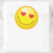 Glimlachende Schattigee Emoji Emoticon Love Heart  Ronde Sticker (Tas)