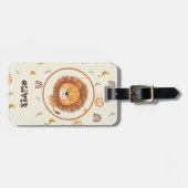 Glimlachende Schattigee grillige leeuw Bagagelabel (Voorkant horizontaal)