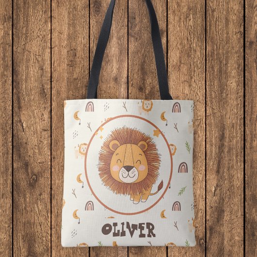 Glimlachende Schattigee grillige leeuw Tote Bag