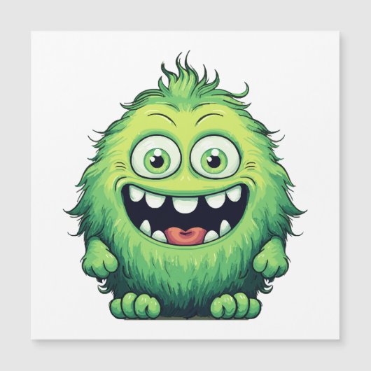 Glimlachende Schattigee Groene Monster Cartoon (Voorkant)