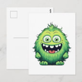 Glimlachende Schattigee Groene Monster Cartoon Briefkaart (Voorkant / Achterkant)