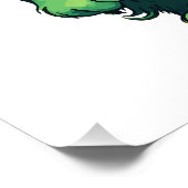 Glimlachende Schattigee Groene Monster Cartoon Perfect Poster (Hoek)