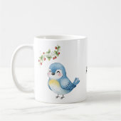 Glimlachende Schattigee Little Blue Bird met aardb Koffiemok (Links)