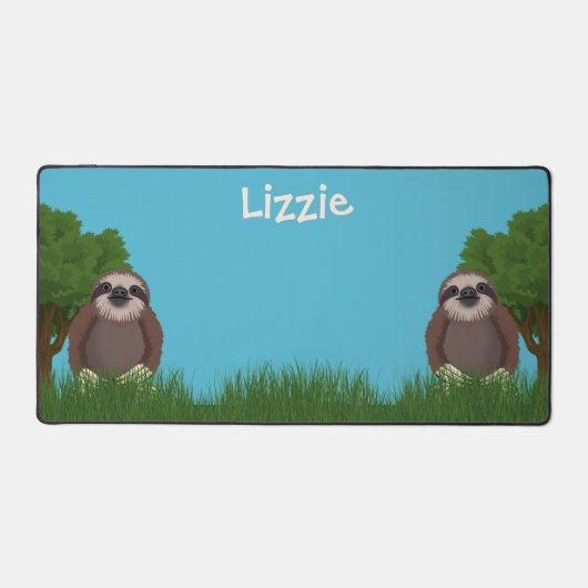 Glimlachende Schattigee luiaard monogram Bureaumat (Voorkant)