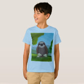 Glimlachende Schattigee luiaard monogram T-shirt (Voorkant volledig)