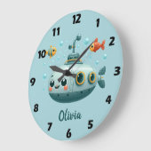 Glimlachende Schattigee onderzeeër met vis en bubb Grote Klok (Hoek)