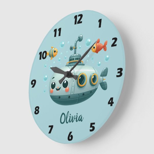 Glimlachende Schattigee onderzeeër met vis en bubb Grote Klok (Hoek)