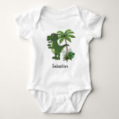 Glimlachende Schattigee T-rex met aangepaste Baby  Romper (Voorkant)