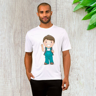 Glimlachende schooljongen met rugzak t-shirt