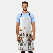 Glimlachende skeletten schort (Gedragen)
