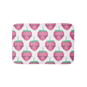 Glimlachende slapende aardbeien, schattig patroon. badmat