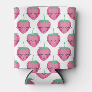 Glimlachende slapende aardbeien, schattig patroon. blikjeskoeler