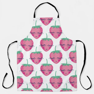 Glimlachende slapende aardbeien, schattig patroon. schort