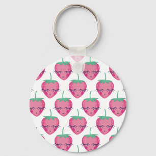 Glimlachende slapende aardbeien, schattig patroon. sleutelhanger