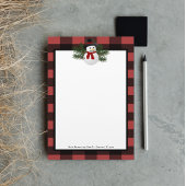 Glimlachende sneeuwman Buffalo Plaid gepersonalise Briefpapier