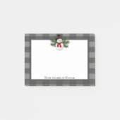 Glimlachende sneeuwman Buffalo Plaid gepersonalise Post-it® Notes (Voorkant)