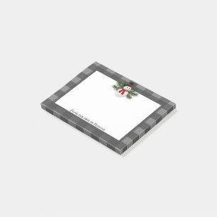 Glimlachende sneeuwman Buffalo Plaid gepersonalise Post-it® Notes