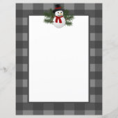 Glimlachende sneeuwman Buffalo Plaid Papier Statio (Achterkant)